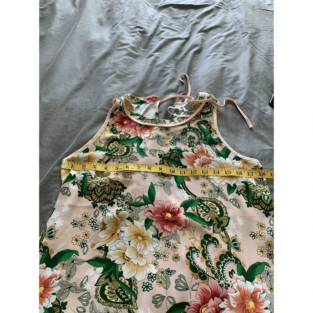 Carmen  Marc Valvo Blossom Floral Print Multicolor Sleeveless Top Blouse Small - Picture 4 of 5